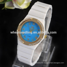 2015 New Design Fashion Blue pink yellow Girls Watch White Ceramic Watch